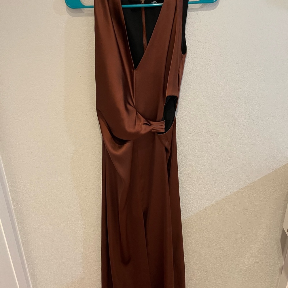 Zara Brown Sleeveless Dress